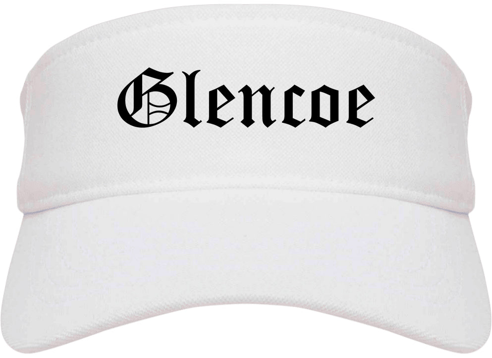 Glencoe Minnesota MN Old English Mens Visor Cap Hat White