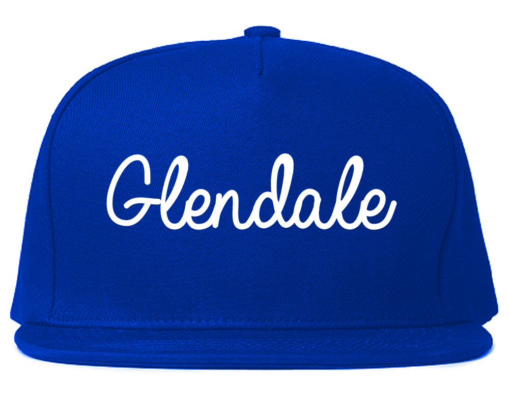 Glendale Arizona AZ Script Mens Snapback Hat Royal Blue