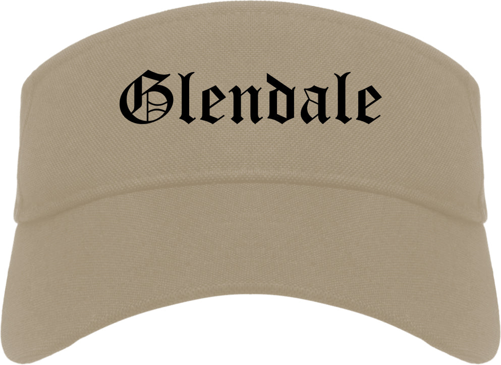 Glendale Arizona AZ Old English Mens Visor Cap Hat Khaki
