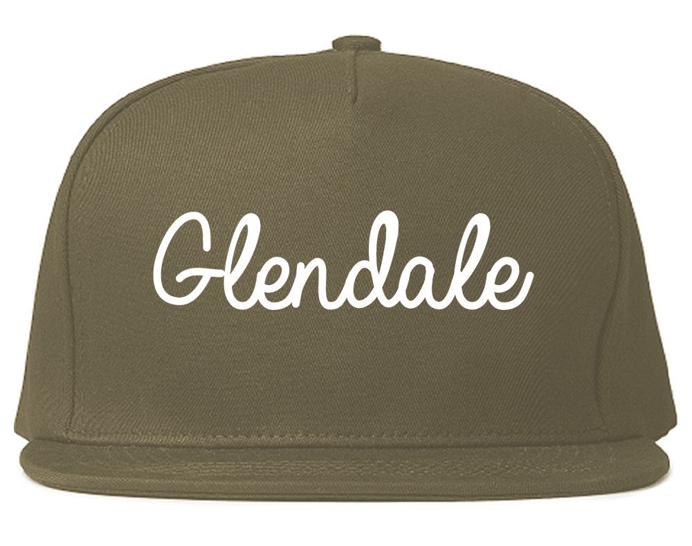 Glendale California CA Script Mens Snapback Hat Grey