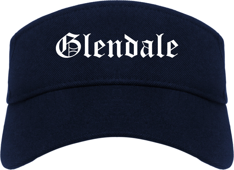 Glendale California CA Old English Mens Visor Cap Hat Navy Blue