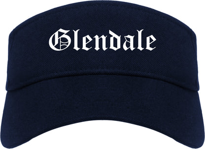 Glendale California CA Old English Mens Visor Cap Hat Navy Blue