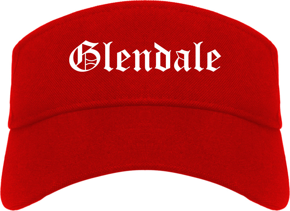 Glendale California CA Old English Mens Visor Cap Hat Red