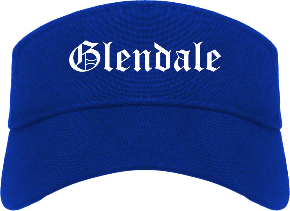Glendale California CA Old English Mens Visor Cap Hat Royal Blue