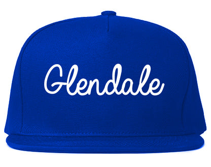 Glendale Colorado CO Script Mens Snapback Hat Royal Blue