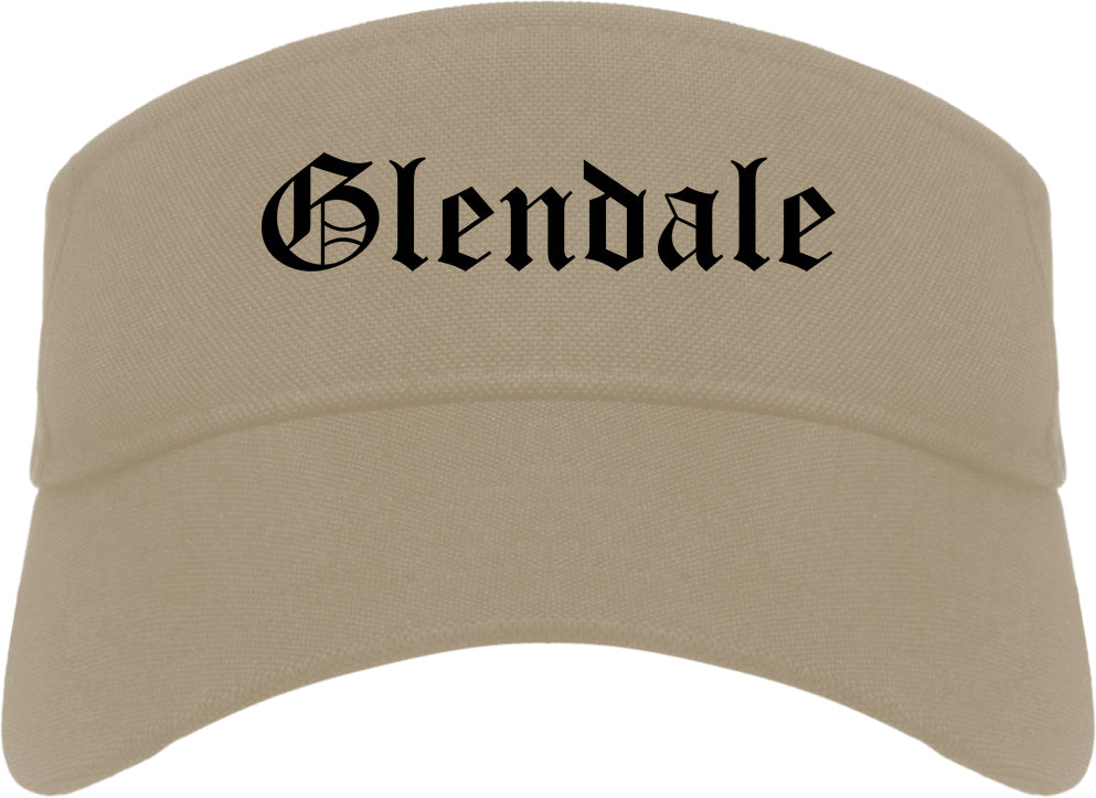 Glendale Colorado CO Old English Mens Visor Cap Hat Khaki
