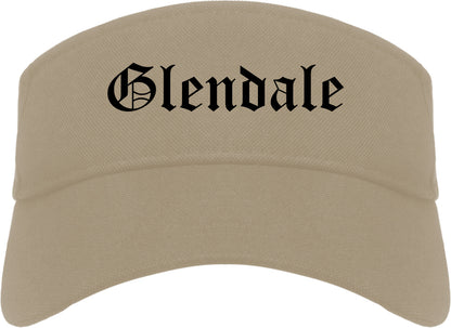 Glendale Colorado CO Old English Mens Visor Cap Hat Khaki