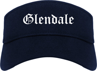 Glendale Colorado CO Old English Mens Visor Cap Hat Navy Blue