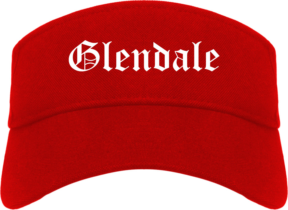 Glendale Colorado CO Old English Mens Visor Cap Hat Red