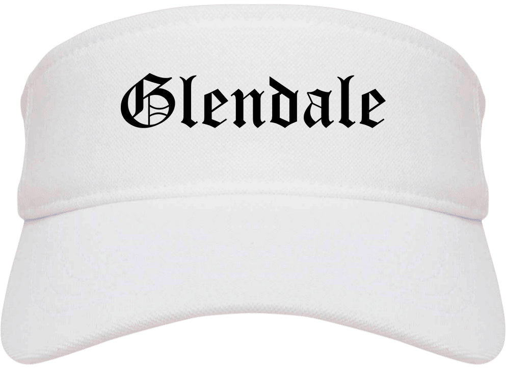 Glendale Colorado CO Old English Mens Visor Cap Hat White