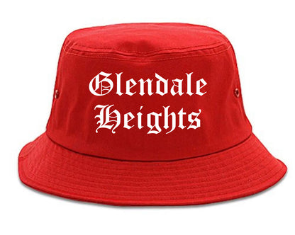 Glendale Heights Illinois IL Old English Mens Bucket Hat Red