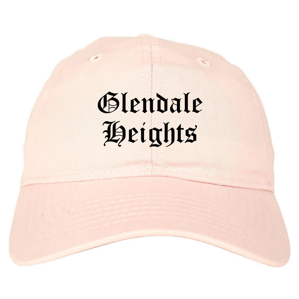 Glendale Heights Illinois IL Old English Mens Dad Hat Baseball Cap Pink