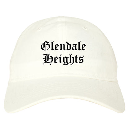 Glendale Heights Illinois IL Old English Mens Dad Hat Baseball Cap White