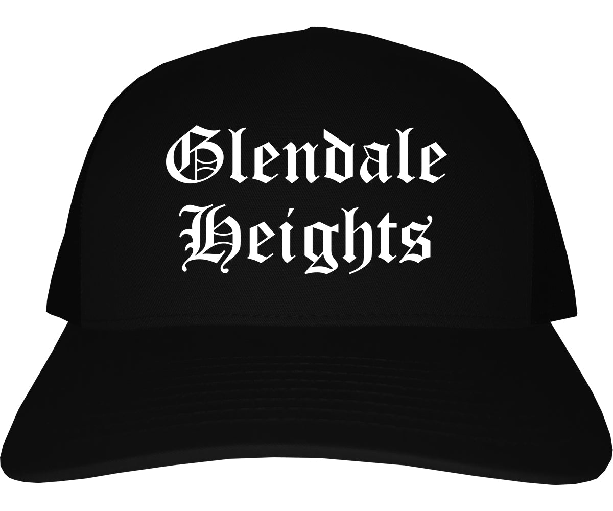 Glendale Heights Illinois IL Old English Mens Trucker Hat Cap Black