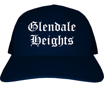 Glendale Heights Illinois IL Old English Mens Trucker Hat Cap Navy Blue
