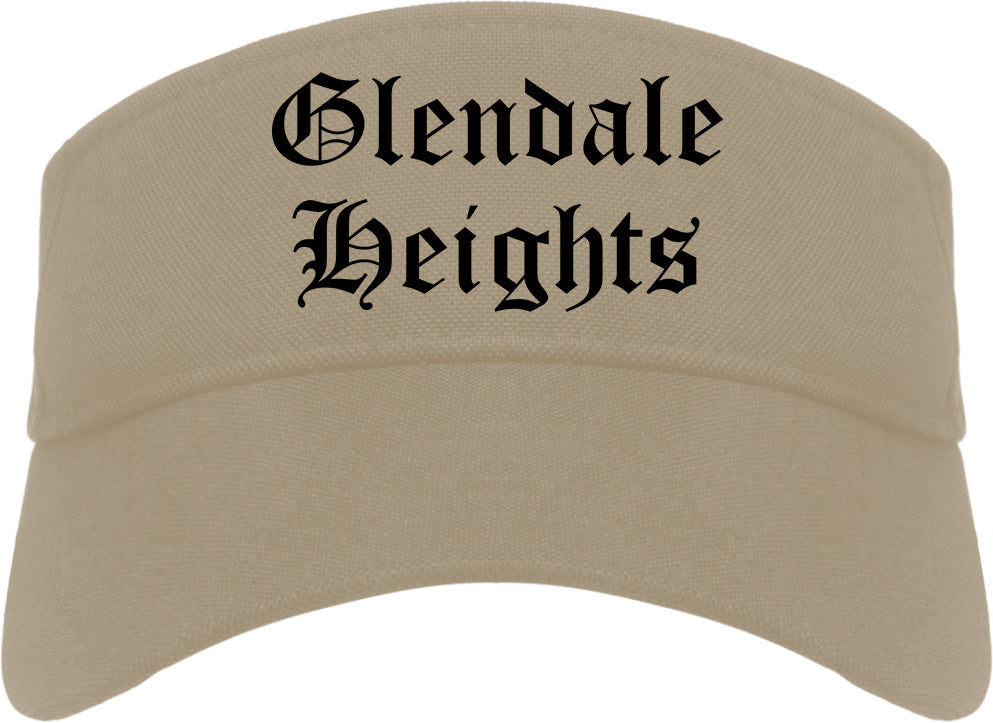 Glendale Heights Illinois IL Old English Mens Visor Cap Hat Khaki