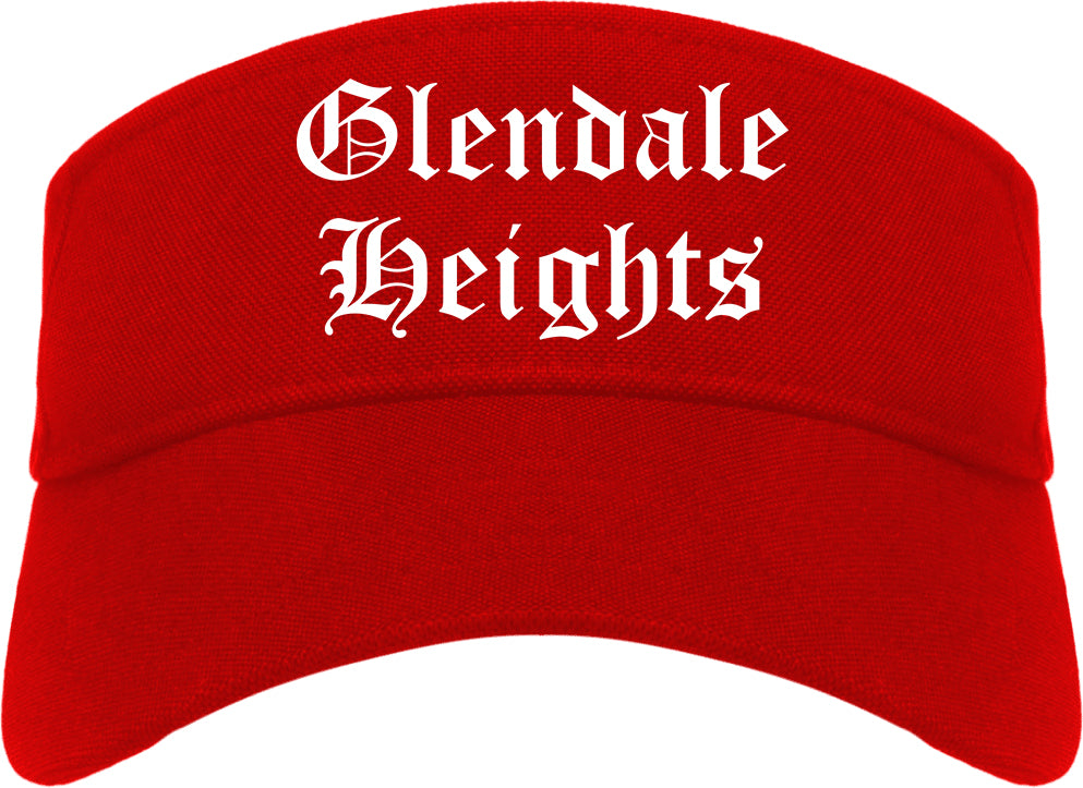 Glendale Heights Illinois IL Old English Mens Visor Cap Hat Red