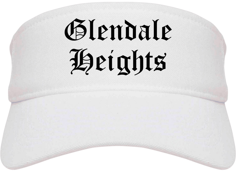 Glendale Heights Illinois IL Old English Mens Visor Cap Hat White