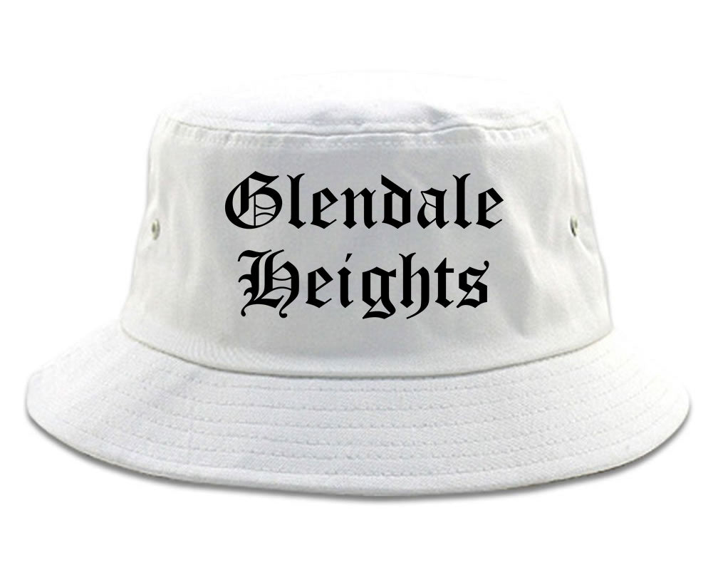 Glendale Heights Illinois IL Old English Mens Bucket Hat White