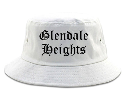Glendale Heights Illinois IL Old English Mens Bucket Hat White