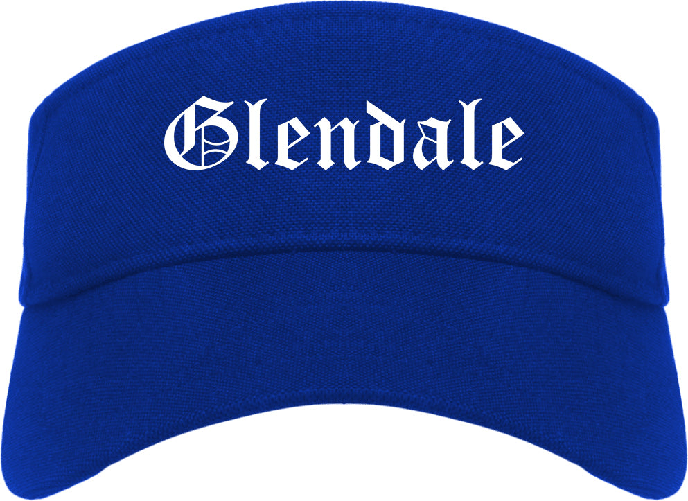 Glendale Missouri MO Old English Mens Visor Cap Hat Royal Blue