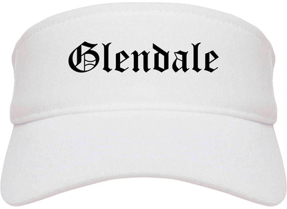 Glendale Missouri MO Old English Mens Visor Cap Hat White