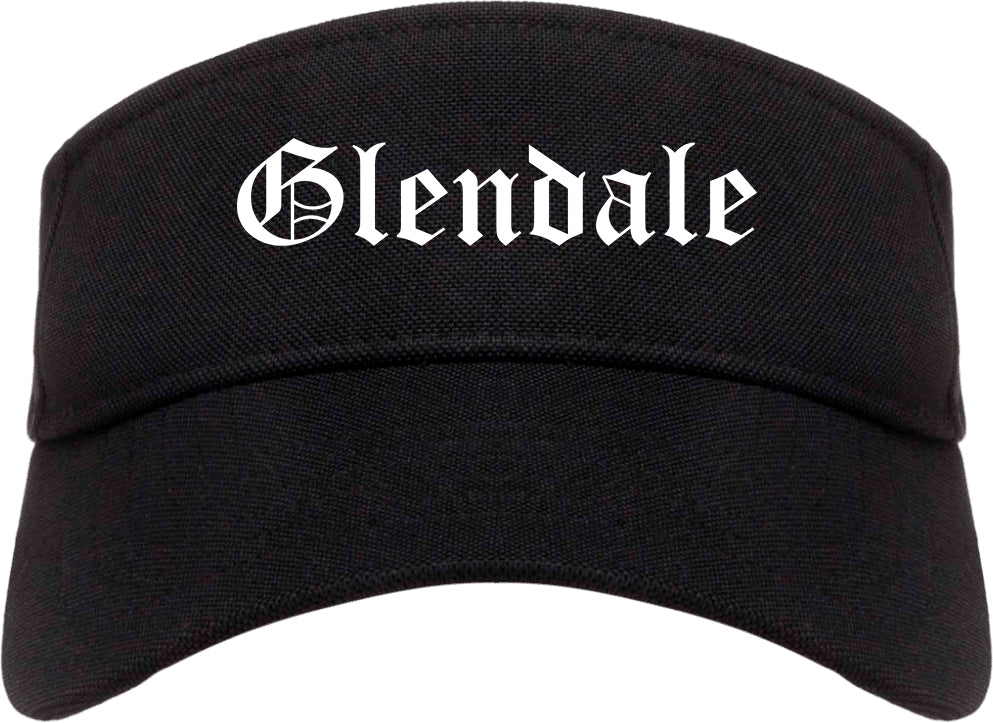 Glendale Wisconsin WI Old English Mens Visor Cap Hat Black