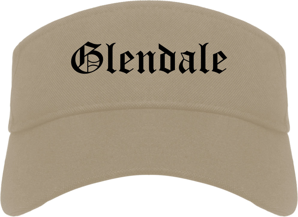 Glendale Wisconsin WI Old English Mens Visor Cap Hat Khaki