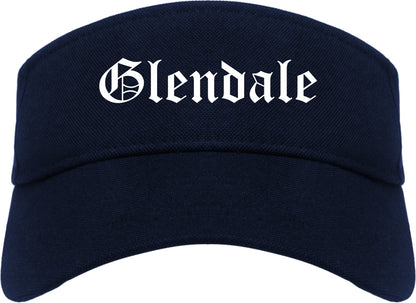 Glendale Wisconsin WI Old English Mens Visor Cap Hat Navy Blue