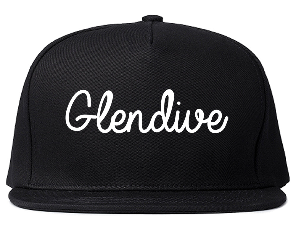 Glendive Montana MT Script Mens Snapback Hat Black