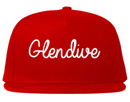 Glendive Montana MT Script Mens Snapback Hat Red