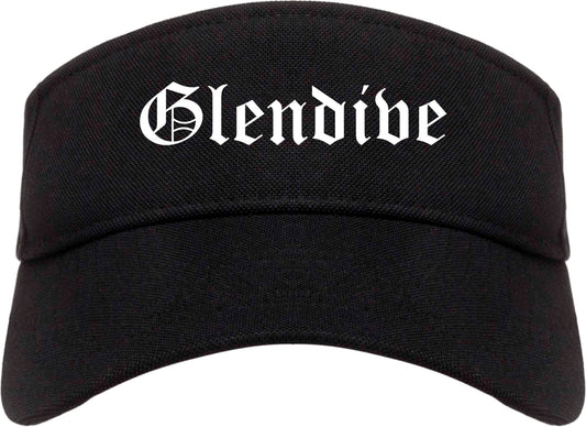 Glendive Montana MT Old English Mens Visor Cap Hat Black