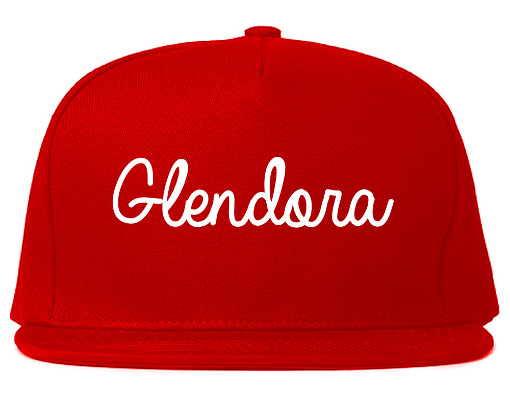 Glendora California CA Script Mens Snapback Hat Red