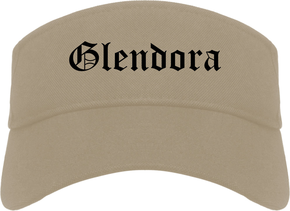 Glendora California CA Old English Mens Visor Cap Hat Khaki