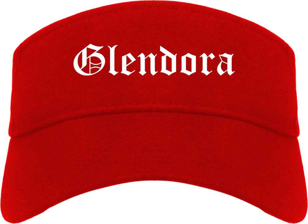 Glendora California CA Old English Mens Visor Cap Hat Red