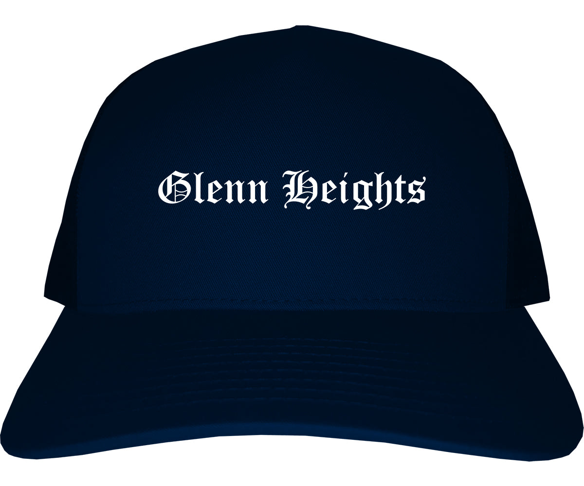 Glenn Heights Texas TX Old English Mens Trucker Hat Cap Navy Blue
