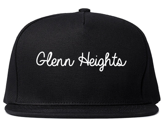 Glenn Heights Texas TX Script Mens Snapback Hat Black