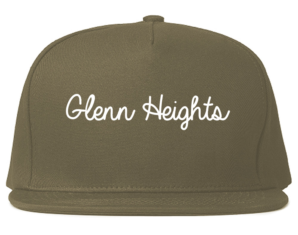 Glenn Heights Texas TX Script Mens Snapback Hat Grey