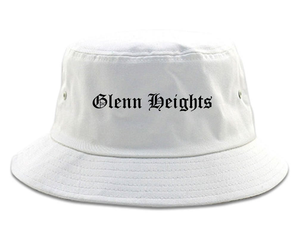 Glenn Heights Texas TX Old English Mens Bucket Hat White