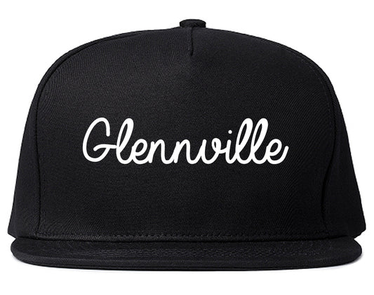 Glennville Georgia GA Script Mens Snapback Hat Black