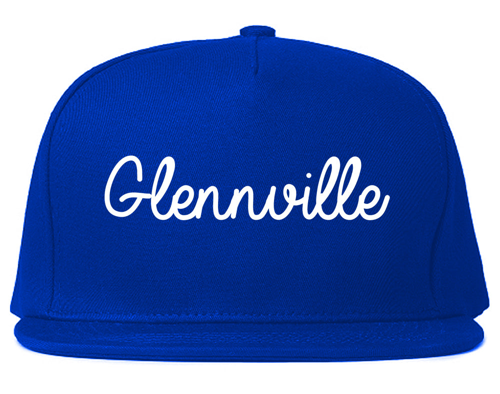 Glennville Georgia GA Script Mens Snapback Hat Royal Blue
