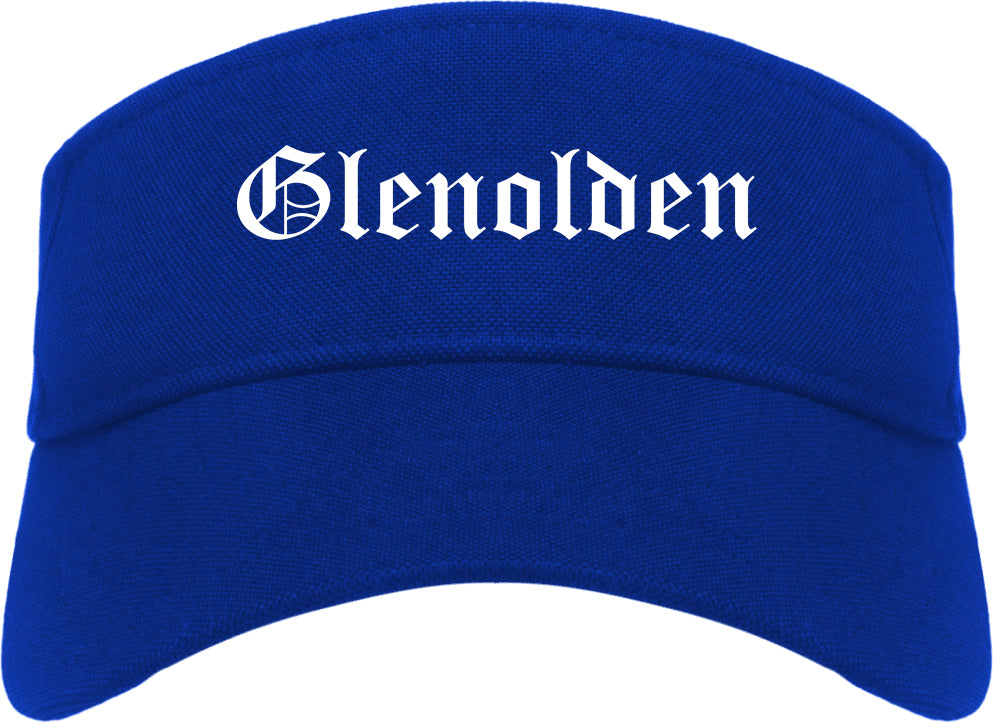 Glenolden Pennsylvania PA Old English Mens Visor Cap Hat Royal Blue