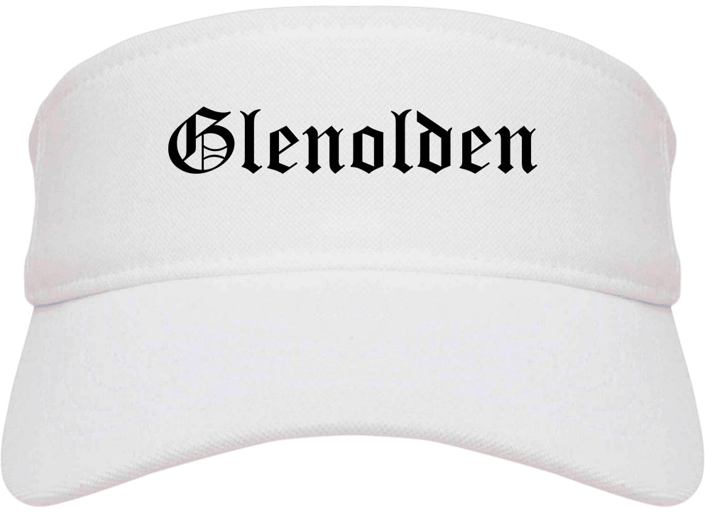 Glenolden Pennsylvania PA Old English Mens Visor Cap Hat White