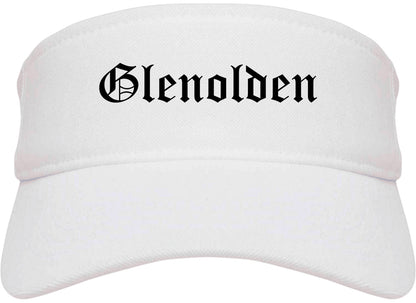 Glenolden Pennsylvania PA Old English Mens Visor Cap Hat White