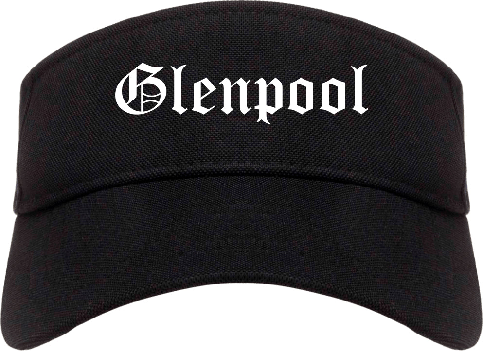 Glenpool Oklahoma OK Old English Mens Visor Cap Hat Black