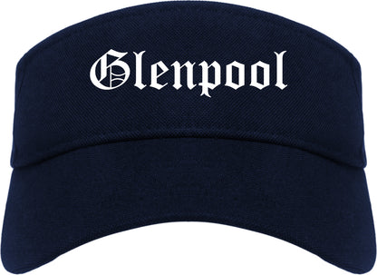 Glenpool Oklahoma OK Old English Mens Visor Cap Hat Navy Blue