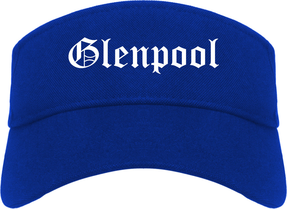 Glenpool Oklahoma OK Old English Mens Visor Cap Hat Royal Blue