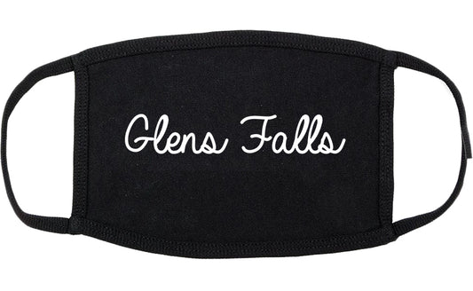 Glens Falls New York NY Script Cotton Face Mask Black