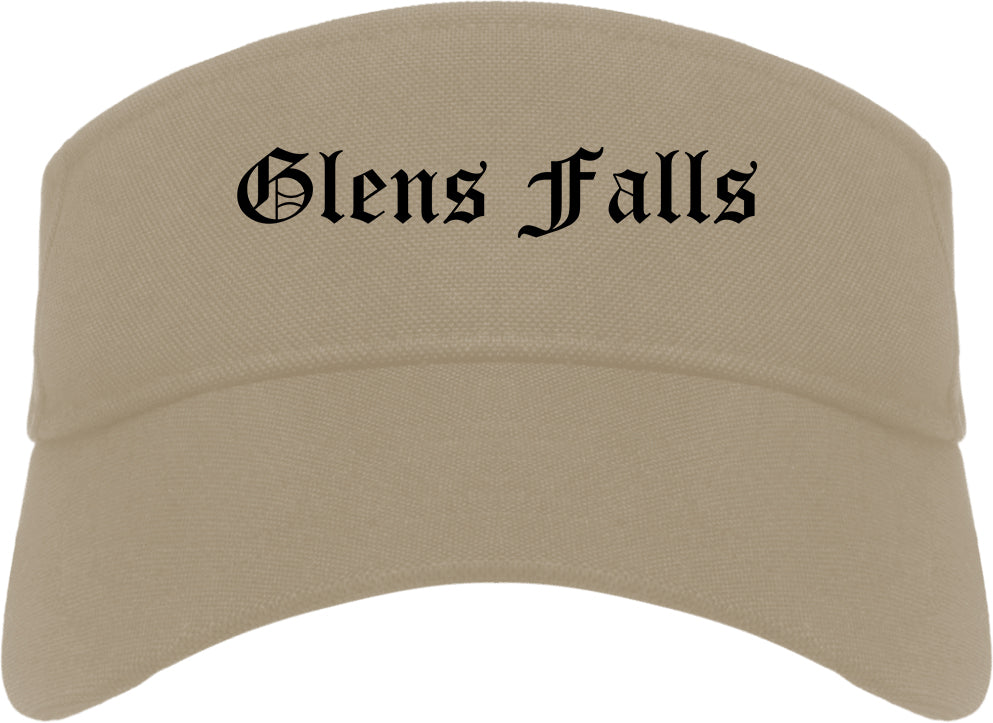 Glens Falls New York NY Old English Mens Visor Cap Hat Khaki