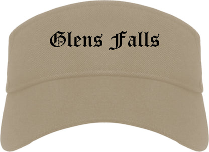 Glens Falls New York NY Old English Mens Visor Cap Hat Khaki